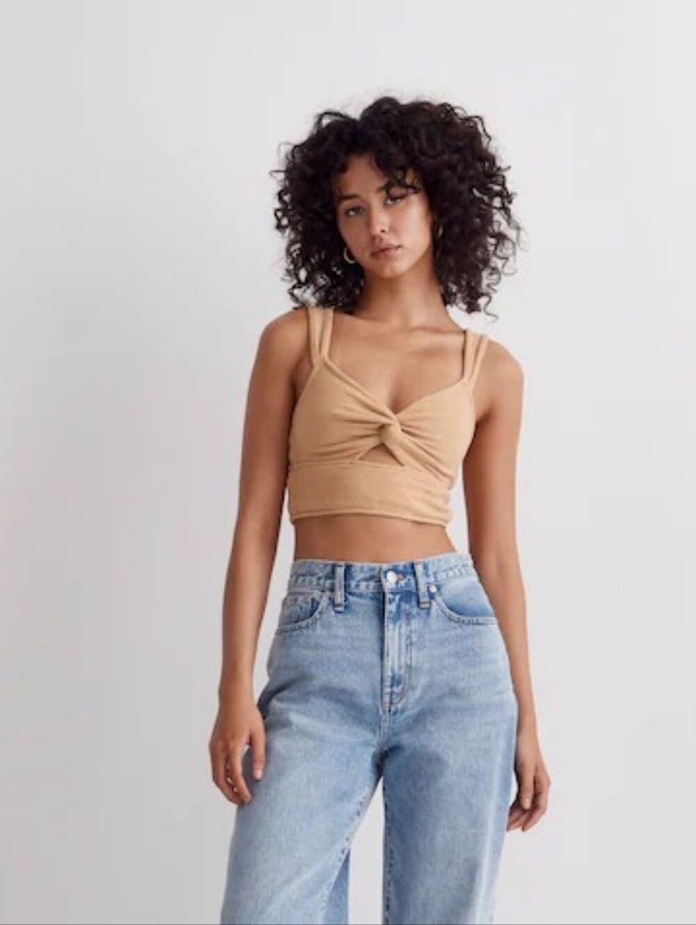 Madewell Cutout Knot-Front Crop Tank Top